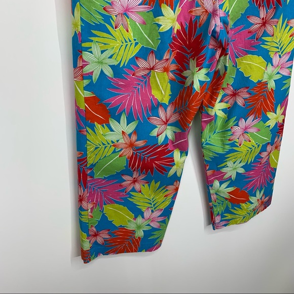 Sag Harbor Sport Vibrant Colorful Tropical Leaf Cropped Pants W/Stretch Size 12 - Picture 9 of 16